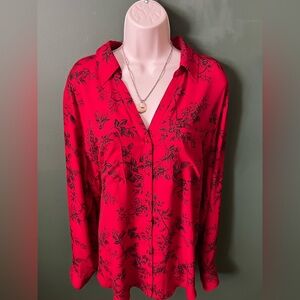 Maurices Scarlet Floral Button Down Blouse